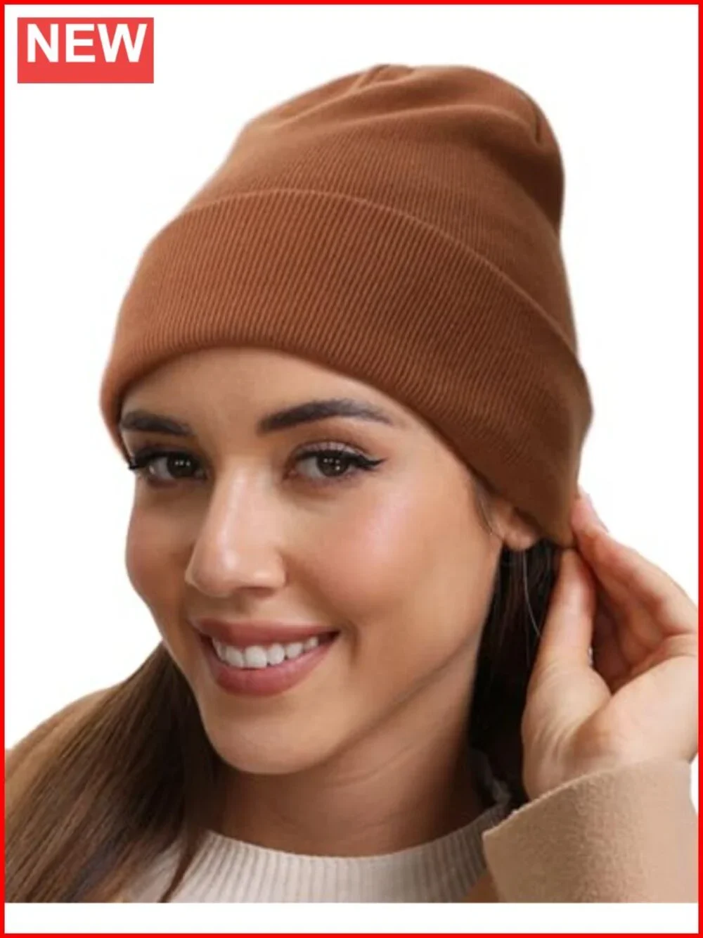 100% Cotton Beanie Hat Unisex Winter Knit Cuffed Skull Cap Soft Stretch Double